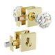 1 Pack Crystal Glass Door Lock with Deadbolts, Heavy Duty Entry Door Knob and