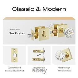 1 Pack Crystal Glass Door Lock with Deadbolts, Heavy Duty Entry Door Knob and