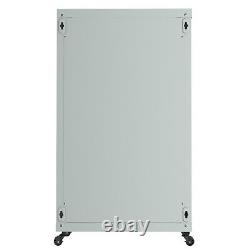 18U IT Rack Server Cabinet Glass Door Lock Light Gray with Fan PDU 2 Shelves