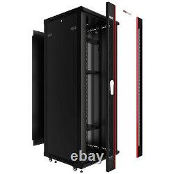 27U 24'' Deep Server Rack Cabinet Glass Door Lock Data Enclosure with Bonus
