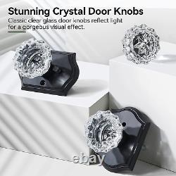 3 Pack Crystal Door Knobs with Lock, Glass Door Knobs Interior for Privacy Use
