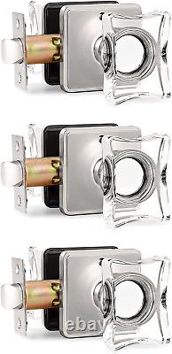 3 Pack Crystal Glass Door Knobs with Lock Brushed Nickel Privacy Door Locks