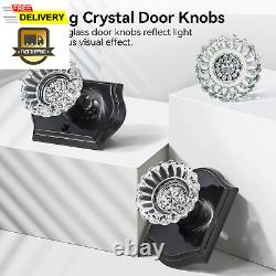 3 Pack Glass Door Knobs, Crystal Door Knobs Lock for Privacy Use, Black Glass Cr