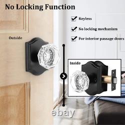 5 Pack Clear Crystal Door Knobs, Diamond Glass Passage Door Handles Locks for Clo