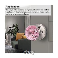 6 Pack Privacy Door Locks for Bedroom and Bathroom, Pink Glass Door Knob with