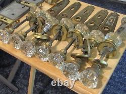 (7) Early 1900's Antique 12-Point Glass 2 Complete Door Knob/Lock Sets NICE