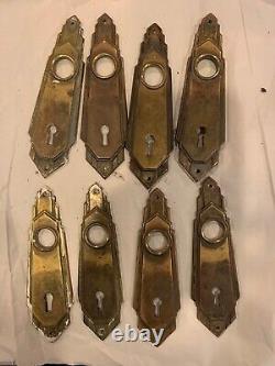 8 Vintage Glass Door Knobs, 9 Backplates, 5Mortise Locks, 2 Strikers & screws