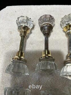ANTIQUE GLASS DOOR KNOB 12PT SETS With LOCKING AND BRASS JAM PLATES
