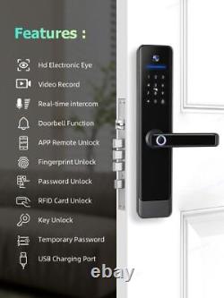 Anti-Theft Digit Door Lock WiFi Video Camera Fingerprint Smart Security For Tuya