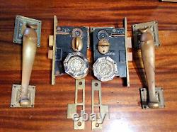 Antique Bronze RUSSWIN 11213 Mortise Door Lock Glass Knobs Button Reversible