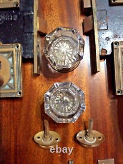 Antique Bronze RUSSWIN 11213 Mortise Door Lock Glass Knobs Button Reversible