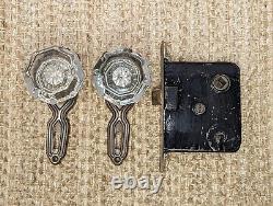 Antique Interior Mortise Lock, Glass Door Knobs & Steel Door Knob Plates