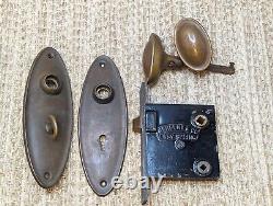 Antique Sargent & Co. Passage Lock, Brass Door Knobs and Brass Door Knob Plates