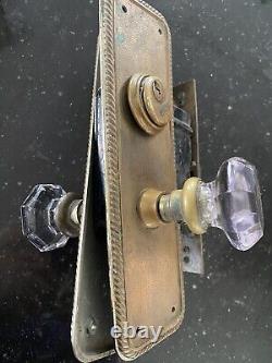 Antique Yale Bronze And Steel Entry Door Lock sets With Octagon Glass Door Knobs