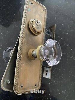 Antique Yale Bronze And Steel Entry Door Lock sets With Octagon Glass Door Knobs