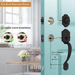 Black Front Door Lock Set with Single Cylinder Deadbolt and Crystal Glass Knob