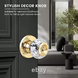 Crystal Door Knobs with Lock and Keys, 3 Pack Keyed-Alike Glass Door Knob