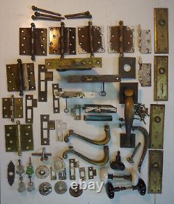 Door Hardware, Mortise Locks, Porcelain Handles, Hinges, Glass Knobs Antique Lot