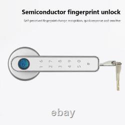 Door Knob Lock Bluetooth-compatible Fingerprint Handle Lock (Silver With Tuya) A