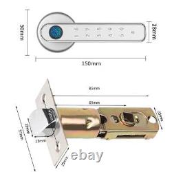 Door Knob Lock Bluetooth-compatible Fingerprint Handle Lock (Silver With Tuya) A
