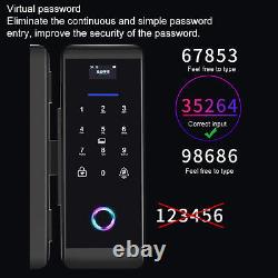 Fingerprint Password IC Card Glass Door Lock BT APP Control Alarm Access Con ZZ1