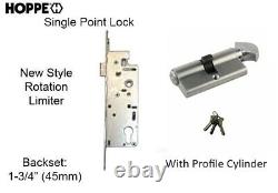 HOPPE Mortise Lock Single Point 1-3/4 Backset With Satin Nickel Cylinder