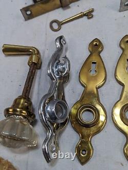 NOS Vtg 2 Skillman Door Mortise Lock Set Brass & Nickel 12 Pt Glass Knob Key #10