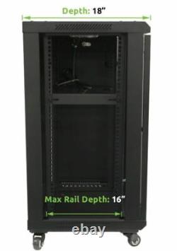 NavePoint 15U Wall Mount Network Server Cabinet Rack Glass Door Lock with Casters