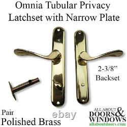 Omnia Door Lever Set Privacy Lock Latchset Narrow Back Plate Tubular Door Handle