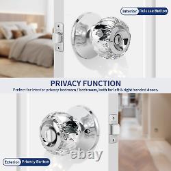 Privacy Crystal Interior Door Knobs, KEYLESS Glass Door Knobs with Privacy Lock