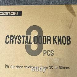 Privacy Crystal Interior Glass Door Knobs Keyless Lock Nickel Silvertone 3pk NEW