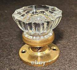 RESTORED Antique 1920 Crystal Glass Door Knob Locking Privacy Set Many Available