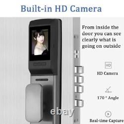 Smart Door Lock Biometric Fingerprint Lock Key IC Card Unlock APP Camera 2024
