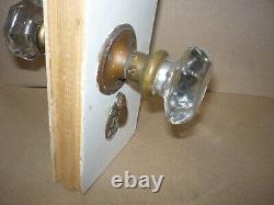 VTG Antique Entry Door Lock SET Brass Glass Knob Mortise Hardware dead bolt