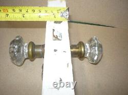 VTG Antique Entry Door Lock SET Brass Glass Knob Mortise Hardware dead bolt