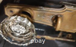 VTG Antique Entry Door Lock Set Brass Glass Knob Mortise Deco Russwin Deadbolt
