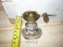 VTG Antique Entry Door Lock Set Brass Glass Knob Mortise Hardware dead bolt