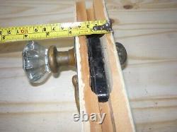 VTG Antique Entry Door Lock unit Brass Glass Knob Mortise Hardware dead bolt