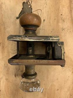Vintage 1910s Brass Glass Exterior Door Knob Set Russwin Lock 4 Keys
