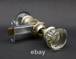 Vintage Flat Round Glass Door Knob Set with Kwikset Lock