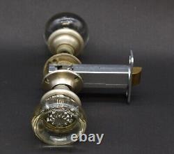 Vintage Flat Round Glass Door Knob Set with Kwikset Lock