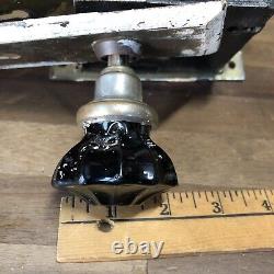 Vintage Hardware Cast Iron Door Rim Lock Latch & Glass Knob Handle Set 12 point