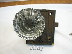 Vintage Iron Door Lockset Hardware Glass Knob Lock Set with Skeleton Key